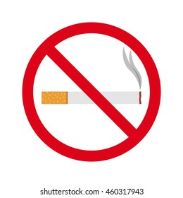 Flat icon cigarette. No smoking area. Vector illustration.