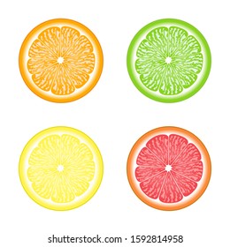 Flat icon citrus fruit collection set.Orange ,lime ,lemon and grapefruit isolated on white background.Design for clipart.