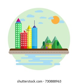 flat icon cityscape with illustrator.