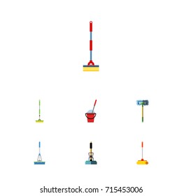 Flat Icon Cleaner Set Of Broom, Equipment, Sweep And Other Vector Objects. Also Includes Equipment, Cleaner, Sweep Elements.
