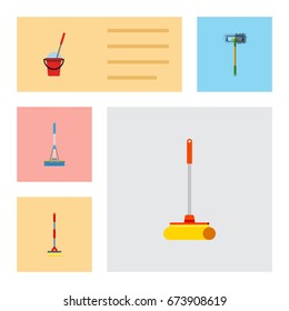 Flat Icon Cleaner Set Of Cleaning, Cleaner, Sweep And Other Vector Objects. Also Includes Cleaner, Sweep, Besom Elements.