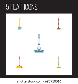 Flat Icon Cleaner Set Of Cleaning, Cleaner, Equipment And Other Vector Objects. Also Includes Equipment, Besom, Cleaner Elements.