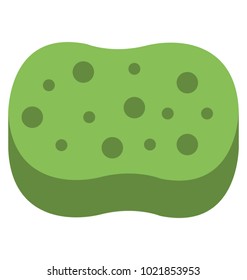 
Flat icon of a cleaning green sponge with pores
