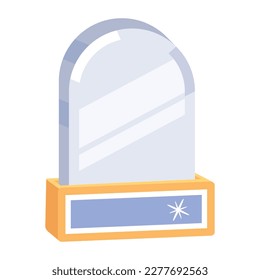 Icono plano de una placa de trofeo clara 