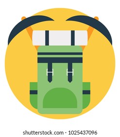 Flat icon climbing gear, backpack 