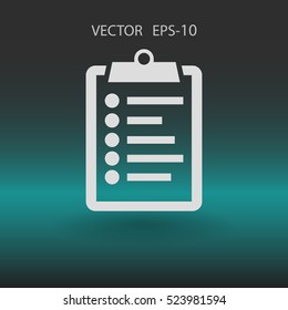 Flat icon of clipboard. vector illustration