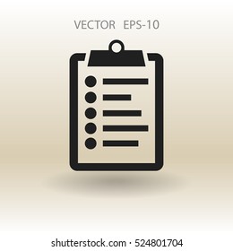 Flat icon of clipboard. vector illustration
