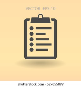 Flat icon of clipboard. vector illustration