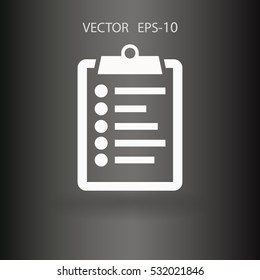 Flat icon of clipboard. vector illustration