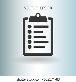 Icono plano del portapapeles. ilustración vectorial