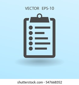 Icono plano del portapapeles. ilustración vectorial