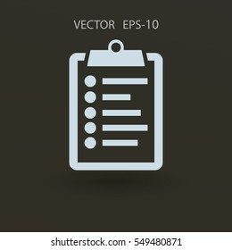 Flat icon of clipboard. vector illustration