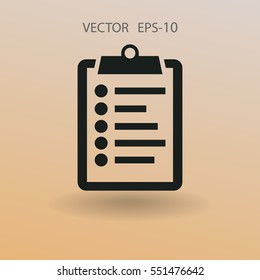 Flat icon of clipboard. vector illustration