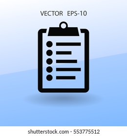 Flat icon of clipboard. vector illustration