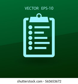 Flat icon of clipboard. vector illustration