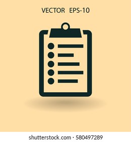 Icono plano del portapapeles. ilustración vectorial