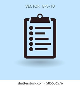 Flat icon of clipboard. vector illustration