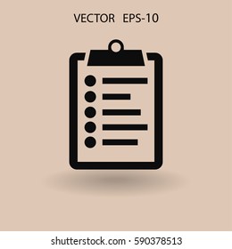 Flat icon of clipboard. vector illustration