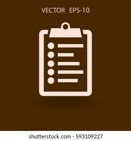 Flat icon of clipboard. vector illustration