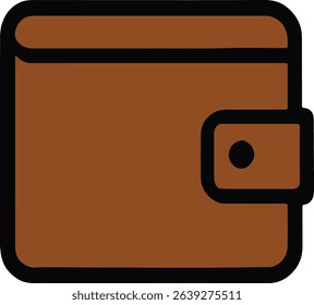 Flat icon of a closed brown wallet, ideal for use in apps, websites, and financial tools representing money, payment, and personal finance.
