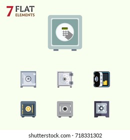 Flat Icon Closed Set Of Security, Banking, Protection And Other Vector Objects. 
