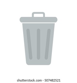 Flat icon closed trash can isolated on white background. Vector illustration.