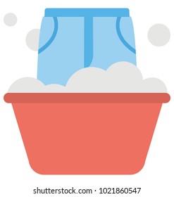 
Flat icon of a cloth being washed in a tub
