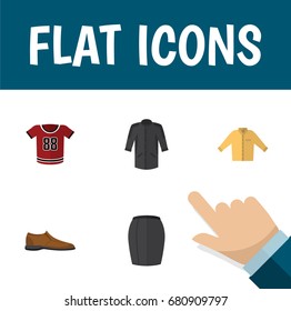 Flat Icon Clothes Set Of Banyan, Stylish Apparel, Uniform And Other Vector Objects. Also Includes Man, Blouse, Apparel Elements.