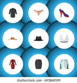 Flat Icon Clothes Set Of Lingerie, Trunks Cloth, Clothes And Other Vector Objects. Also Includes Bra, Garment, Panties Elements.