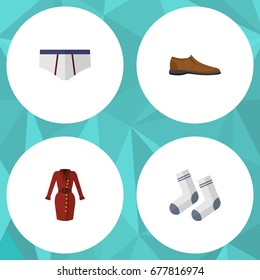 Flat Icon Clothes Set Of Clothes, Male Footware, Foot Textile And Other Vector Objects. Also Includes Briefs, Underwear, Garment Elements.