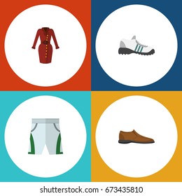 Flat Icon Clothes Set Of Clothes, Sneakers, Male Footware And Other Vector Objects. Also Includes Footware, Shoe, Gumshoes Elements.