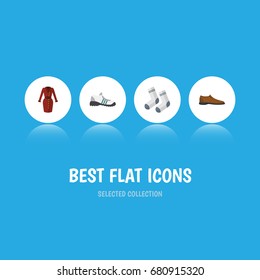 Flat Icon Clothes Set Of Sneakers, Male Footware, Foot Textile And Other Vector Objects. Also Includes Gumshoes, Clothes, Sneakers Elements.
