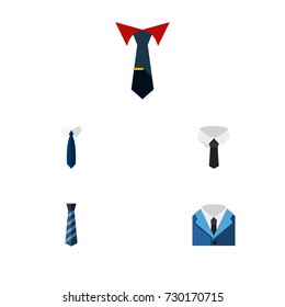 Flat Icon Clothing Set Of Suit, Tailoring, Textile And Other Vector Objects. Also Includes Clothing, Cravat, Suit Elements.