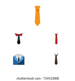 Flat Icon Clothing Set Of Clothing, Tie, Style And Other Vector Objects. Also Includes Fashion, Collar, Suit Elements.