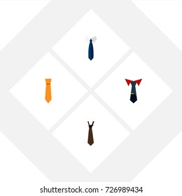 Flat Icon Clothing Set Of Tie, Tailoring, Necktie And Other Vector Objects. Also Includes Style, Tie, Necktie Elements.