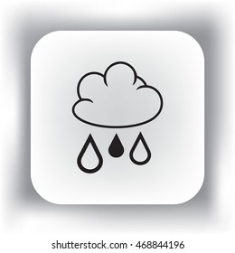 Flat icon. Cloud and drops. Rain comes from the clouds. Drip drop.