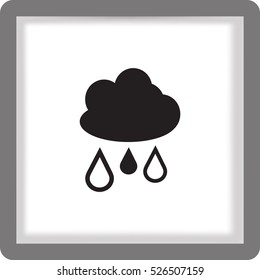 Flat icon. Cloud and drops. Rain comes from the clouds. Drip drop.