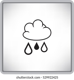 Flat icon. Cloud and drops. Rain comes from the clouds. Drip drop.