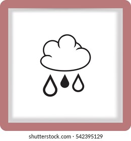 Ícone plano. Nuvem e gotas. A chuva vem das nuvens. Gotejamento.