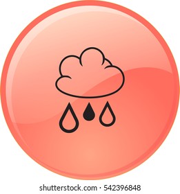 Flat icon. Cloud and drops. Rain comes from the clouds. Drip drop.