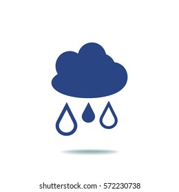 Flat icon. Cloud and drops. Rain comes from the clouds. Drip drop.