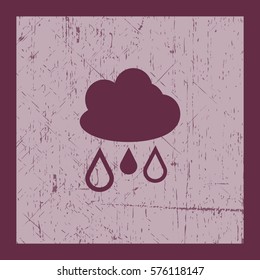 Flat icon. Cloud and drops. Rain comes from the clouds. Drip drop.