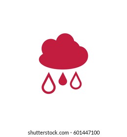 Flat icon. Cloud and drops. Rain comes from the clouds. Drip drop.