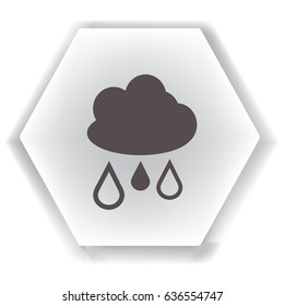Flat icon. Cloud and drops. Rain comes from the clouds. Drip drop.