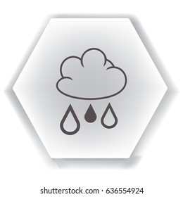 Flat icon. Cloud and drops. Rain comes from the clouds. Drip drop.