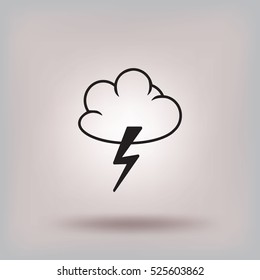 Flat icon. Cloud and Lightning. Storm.