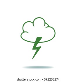 Flat icon. Cloud and Lightning. Storm.