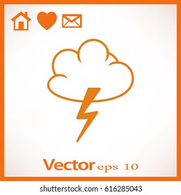 Flat icon. Cloud and Lightning. Storm.