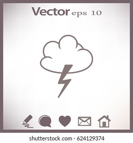 Flat icon. Cloud and Lightning. Storm.
