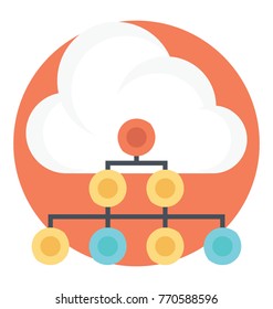 
Flat icon of cloud network structure 
